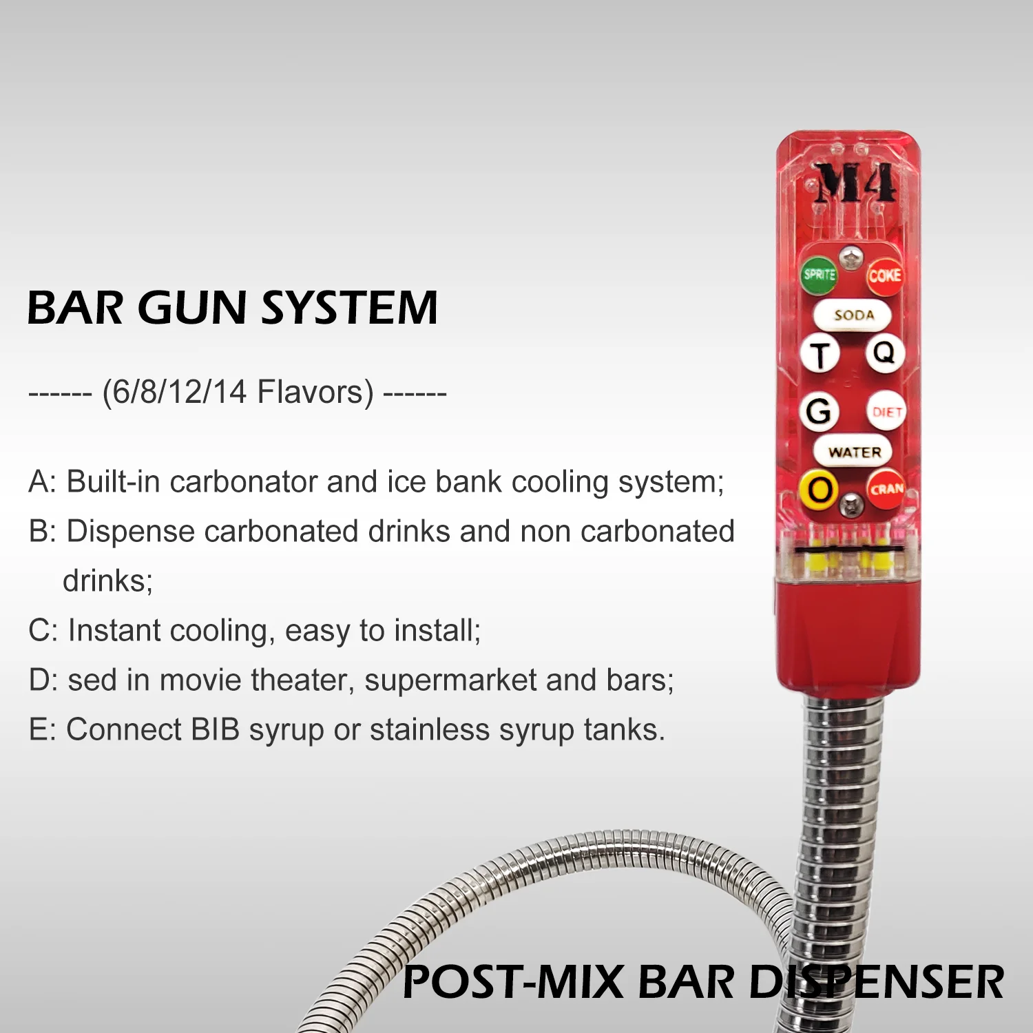 Automatic Soda Fountain Bar Gun System With Under Counter Chiller To