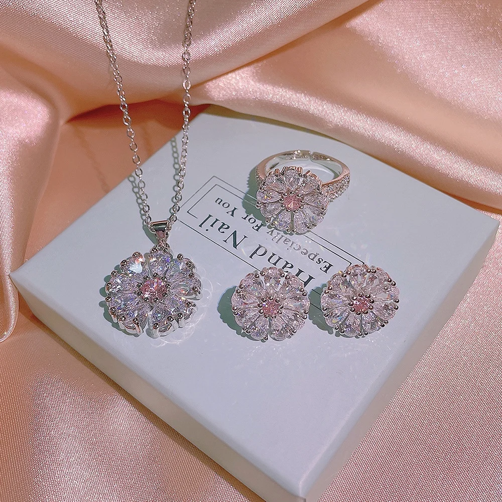 2023 Hot Fashion Jewelry Set - Pink Zircon Diamond Earrings