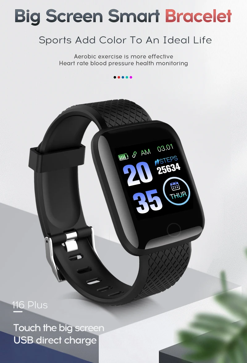 116 Plus Smart Sports Watch Wristband Fitness Tracker Bracelet Band ...