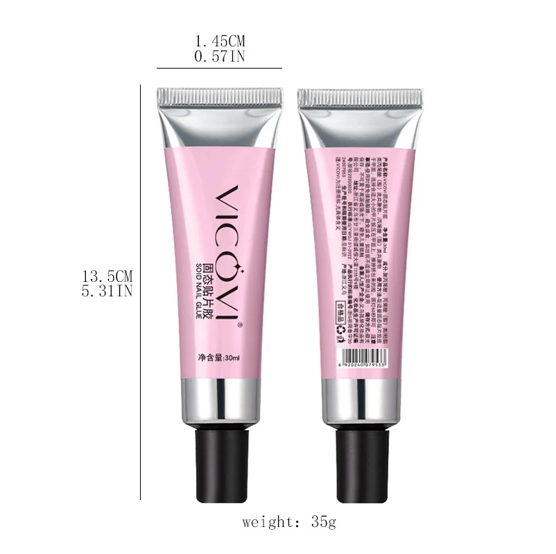 2024 New Upgraded Formula 30g Solid Nail Tips Gel Long Lasting Super Fast Dry Uv Gel Solid Nail Tip Glue for Press on Nails