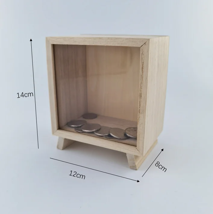 Machine Money Box Square Square Wooden Money Box - Minimalist Piggy Bank for Kids