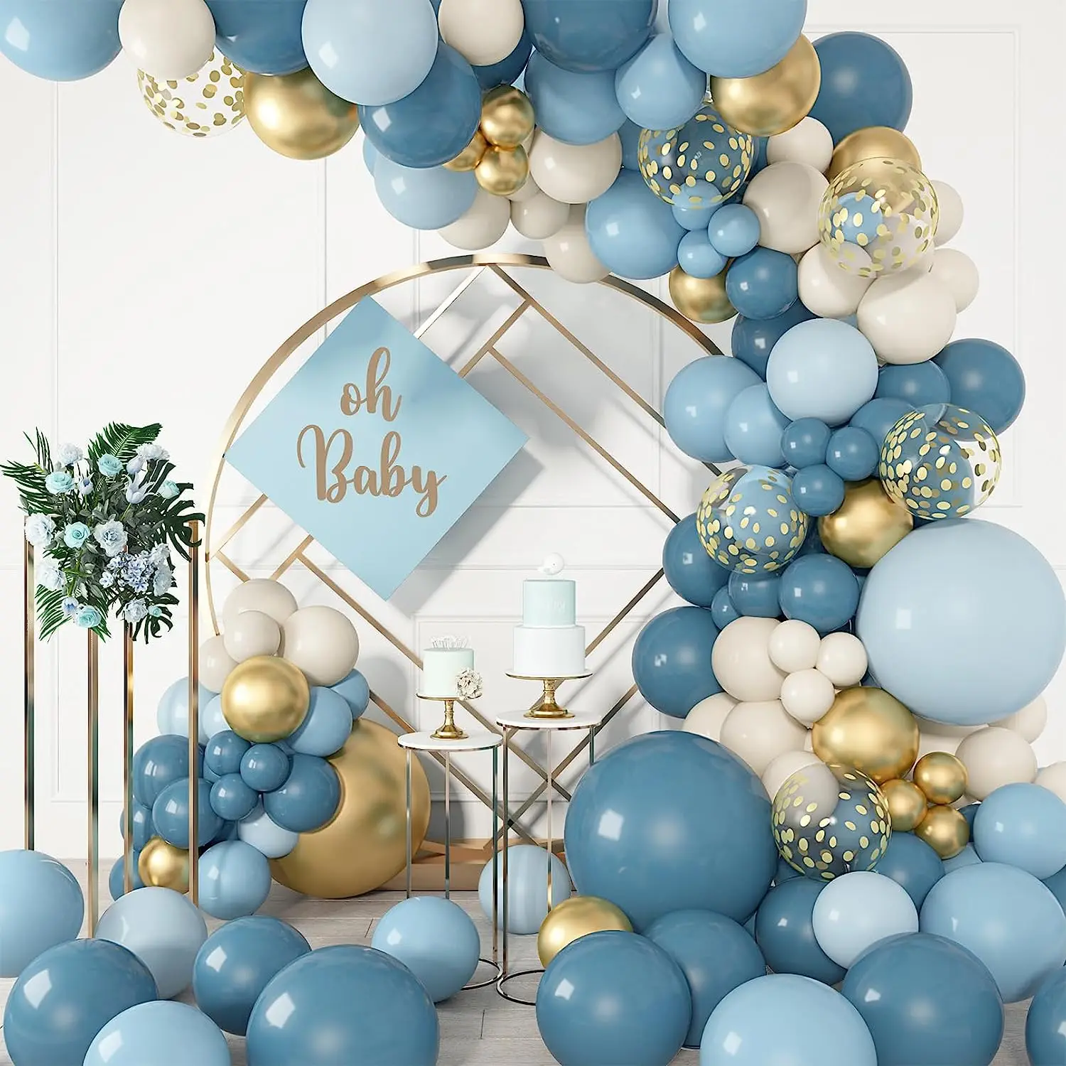 Blue Balloons Arch Garland Kit Blue Gold White Confetti Balloons For ...
