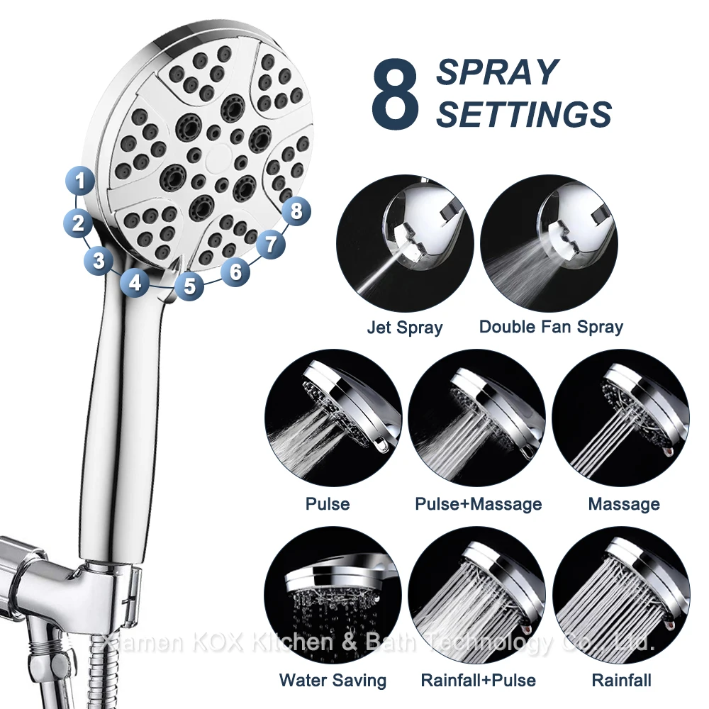 Handheld Combo Chrome Shower Head With Multisetting Power Rinse Button