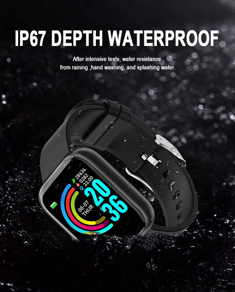 Dropshipping IP67 Information Push Shake To Take Pictures 1.3 Inch Screen Y68 Plus Smart Watch 2022