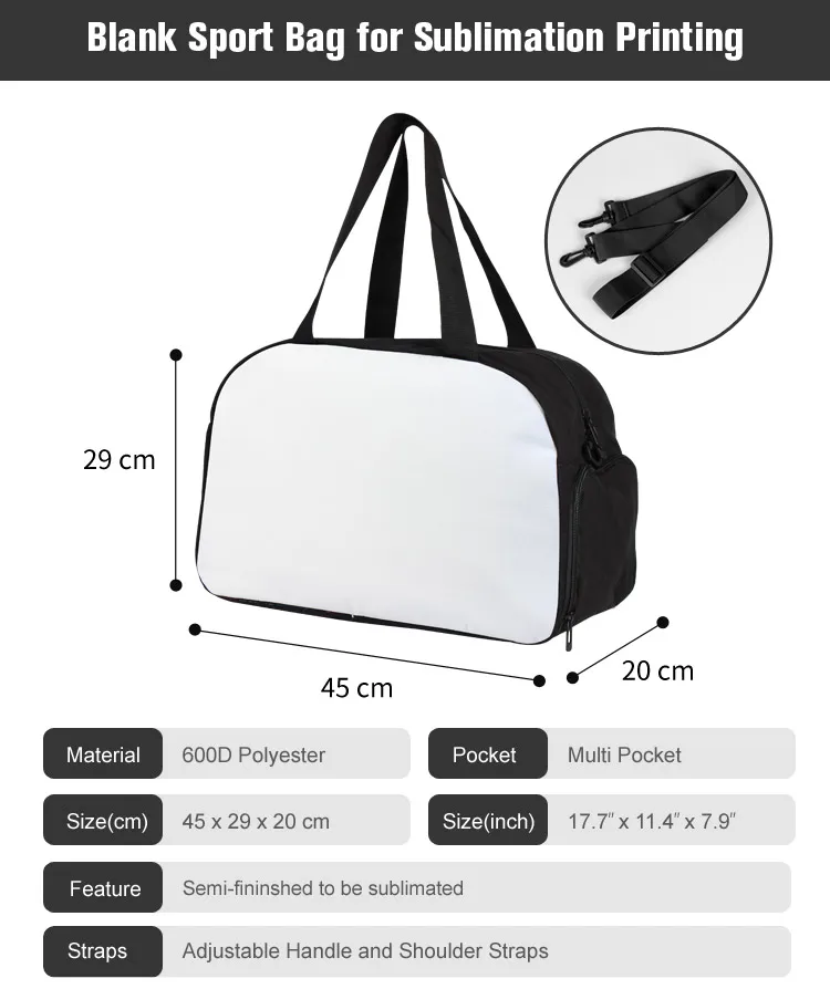 Blank Travel Tote Bag Custom Print Womens Sport Gym Duffel Bag with Shoe Compartment for Sublimation Alibaba