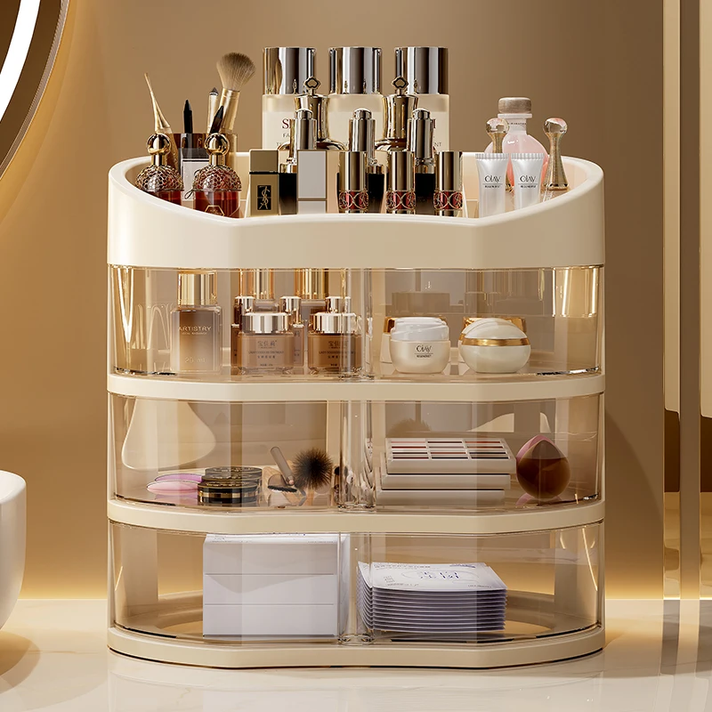 WANUO 1/2/3-Tier Clear Bathroom Countertop Organizer Rotating Cosmetic Organizer Clear Plastic Makeup Organizer with Drawers