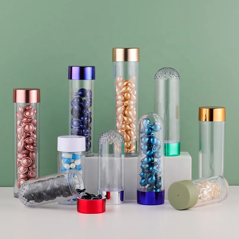 Empty 50ml 80ml 100ml 55ml 75ml Transparent Container Medicine Vitamin Capsule Supplements Plastic Pet  Soft Capsule Pill Bottle