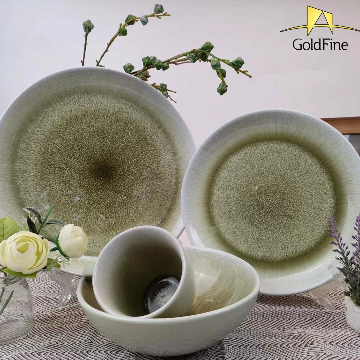 Crockery Kitchenware Porcelain Tableware New Style Ceramic Stoneware Dinnerware Sets with Reactive Glaze