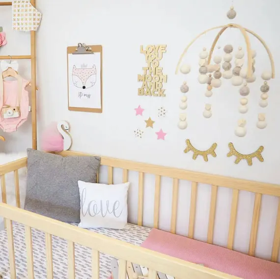 light weight baby mobile cloud wire ornament hangers felted ball