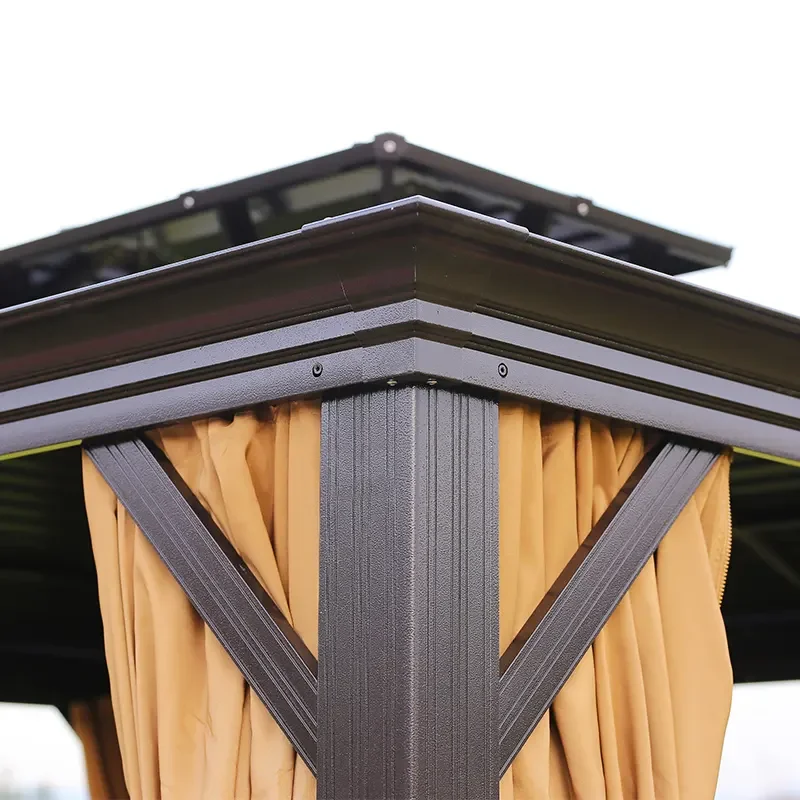 Hot Sale Kiosk Tent Outdoor Metal Cedar Hardroof Bbq Gazebo Outdoor Round Corner in Alluminio Canopy Replacement 3x3