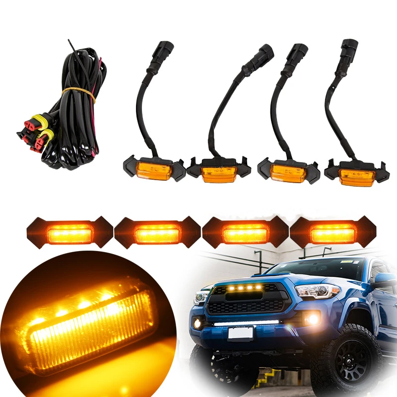Led Front Grille Marker Light Lamps Amber Flashing Strobe Grille Light