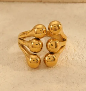 Minimalist Irregular Waterproof Rings 18K Gold Plated Stainless Steel Flower Design Trendy Wedding Engagement Gift Jewelry for