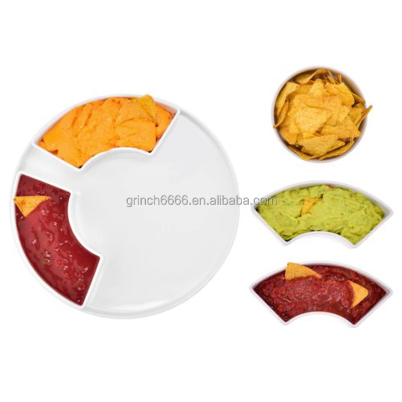 Luxury Dry Fruit Serving Tray White Porcelain Five Capartment Serving Tray Apperizers Serve Tray