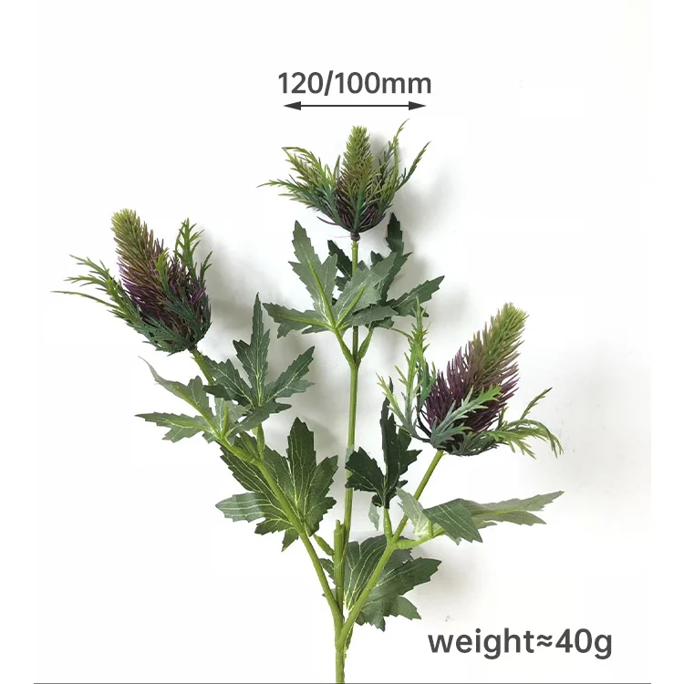 Bulk Order Artificial Thistle 3 Heads Plastic Decoration Creative Flowers Bouquet for Wedding