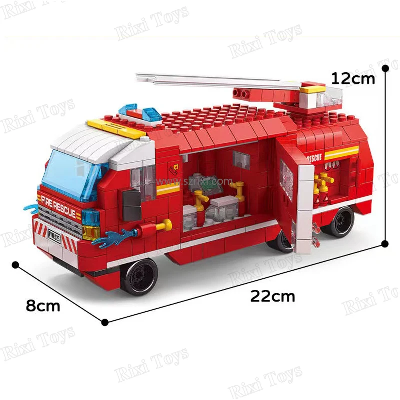LELE BROTHER 8752-5 6in1 City Fire Fighting Trucks Car Helicopter Boat City  Firefighter Toys for Children Building Blocks Sets