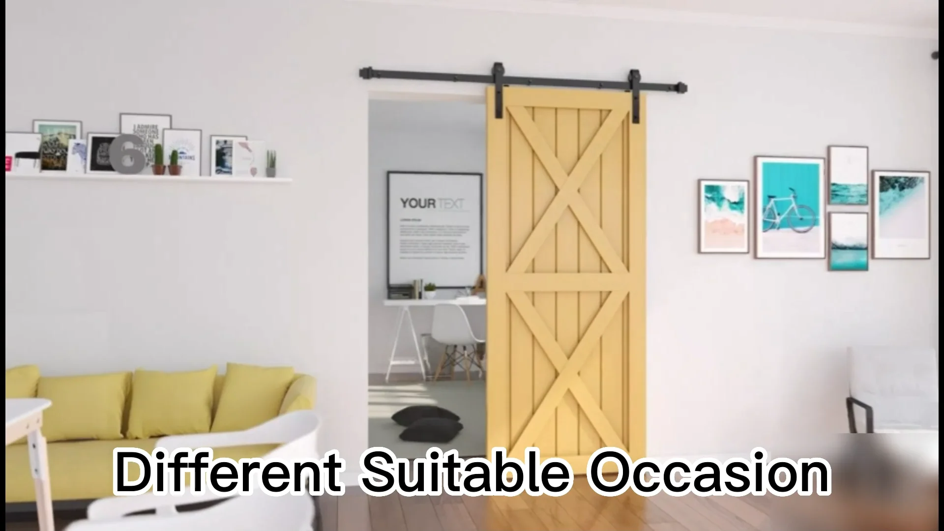 Hoone 6.6ft Swivel Barn Door Hanger Heavy Duty Industrial Synchronized