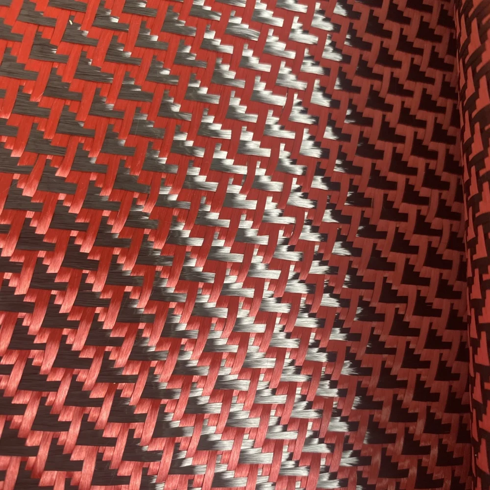 Red Airplane Pattern Carbon Fiber Jacquard Fabric 3K Twill Plain 280gsm for Luggage Felt Bag Drone Accessories Durable Stylish