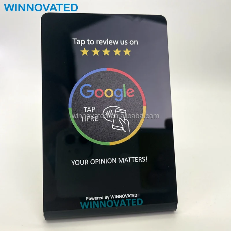 High Quality Google Review RFID Acrylic Restaurant Table Display NFC Stand
