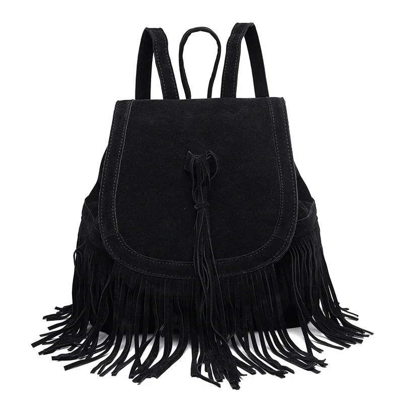 Fashionable Suede Leather Fringe Mini Backpack Purse Oem/odm