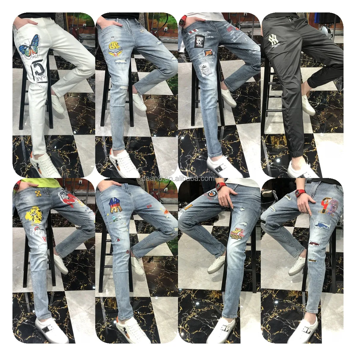 2023 Custom Men's Pocket Jeans Flying Softener Straight Leg Hip Hop