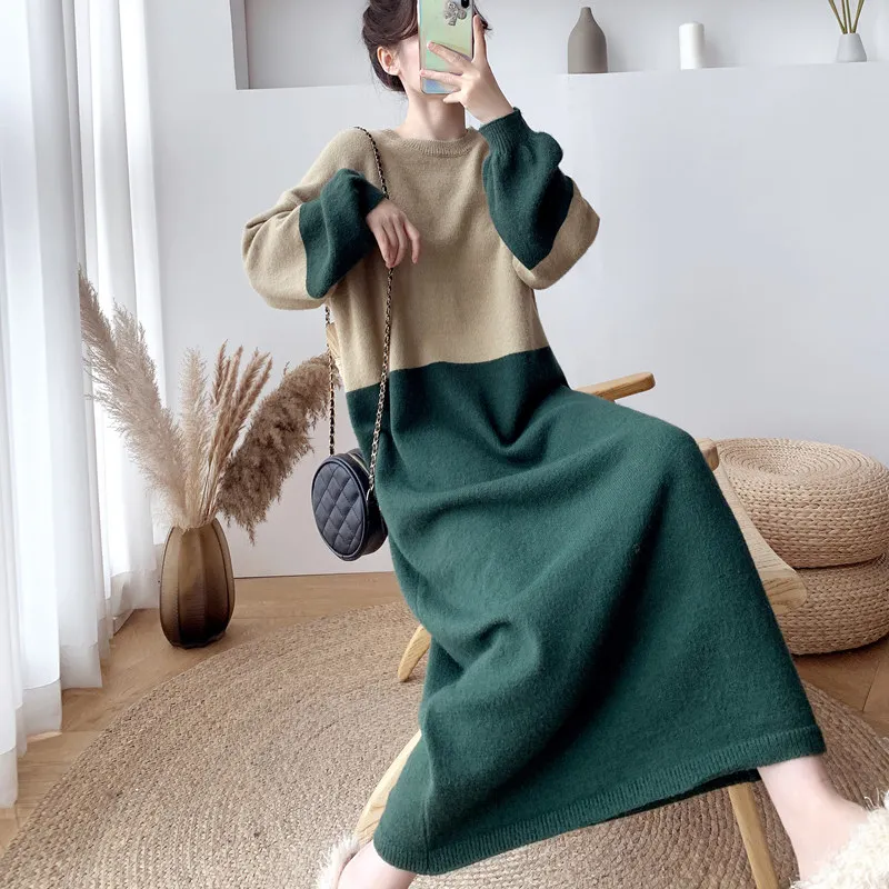 Udveksle Stænke Teenager Wholesale Wholesale Korean Fashion Winter Pullover Maxi Sweaters Women  Thick Puff Sleeve Knitted Oversized Long Sweater Dresses From m.alibaba.com