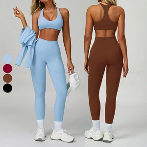 High Elastic Sports Bra Yoga Suit Fitness Women Breathable Two Pieces Gym Outdoor Sportswear Workout Yoga Leggings Sets