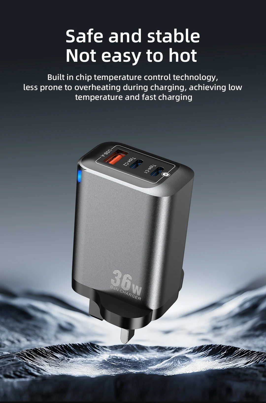2026 Hot Electric Fast Charger Adapter 36W GaN QC3.0 USB-A Type-C PD US/EU/AU Plug Mobile Phone Earphone Travel Wall Charger H5573879f71c04648b9302b0ebd3578c0j