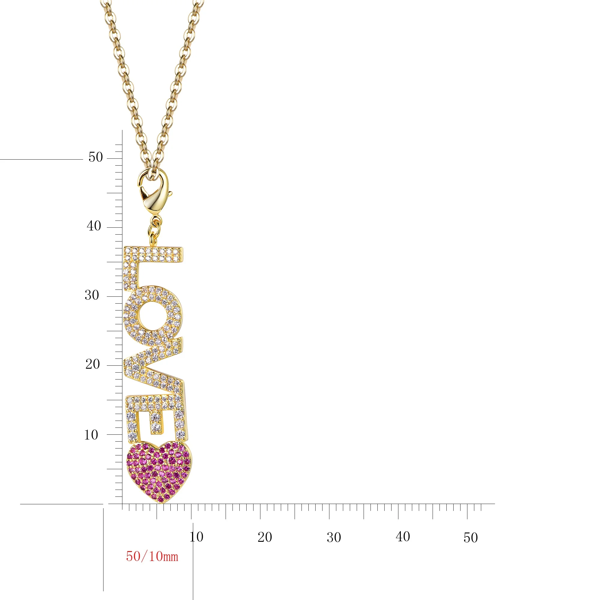 greek letter pendants moissanite custom pendant letter ruby heart love letter envelope pendant Necklace