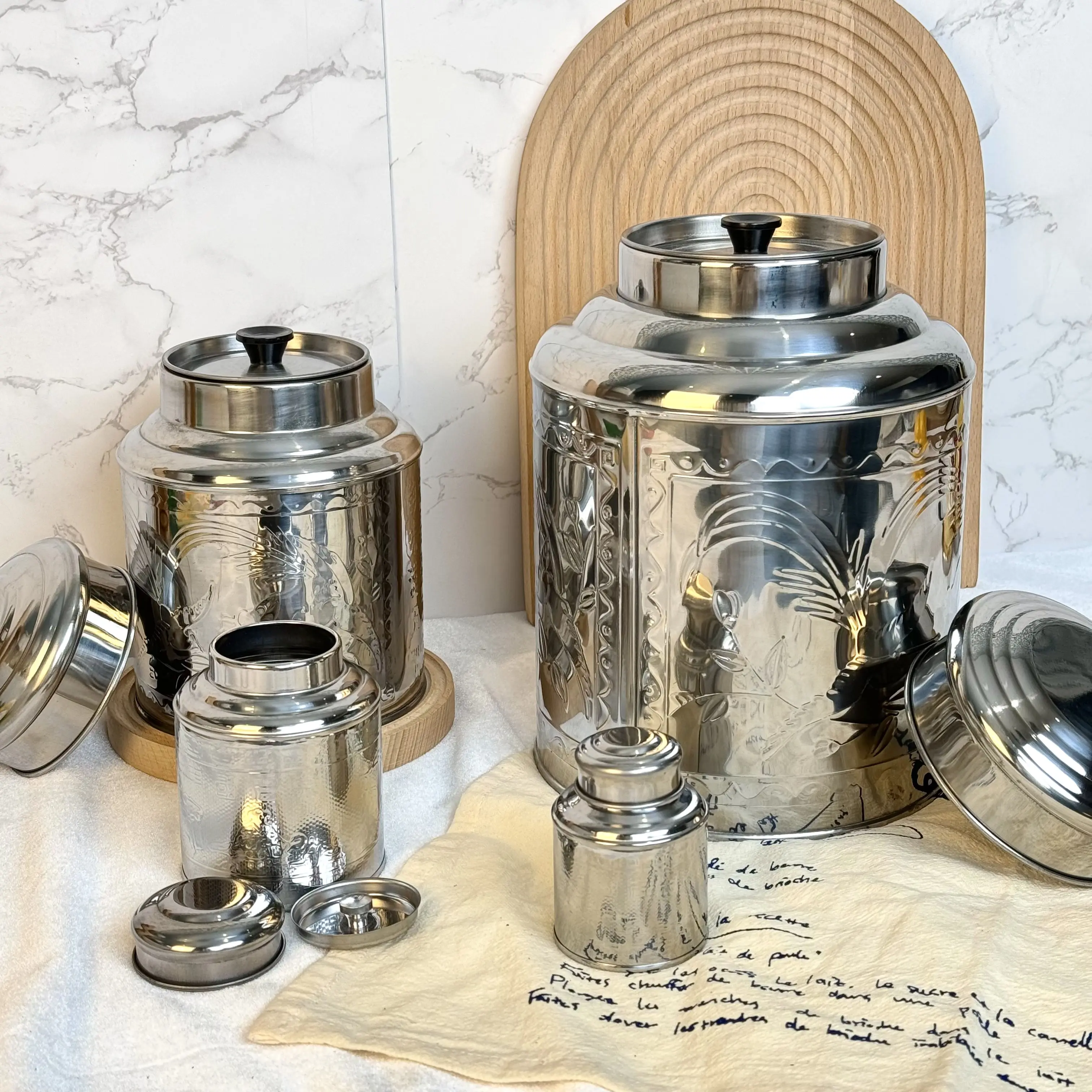 Caddy Silver Tea Sugar Coffee Wholesale Airtight Round Tea Caddy