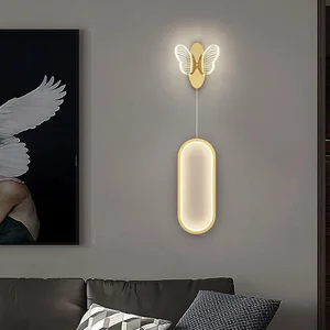 Modern Interior Wall Lamp With Acrylic Aluminium Bracket Stone Ball Linear Shade LED Wall Light Hotel Home Bedroom Decoration