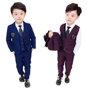 2019 Korean Children's Suit Boutique Set Flower Boy Dress Jacket Host Boy Baby Gentleman Suit Three-piece Suit