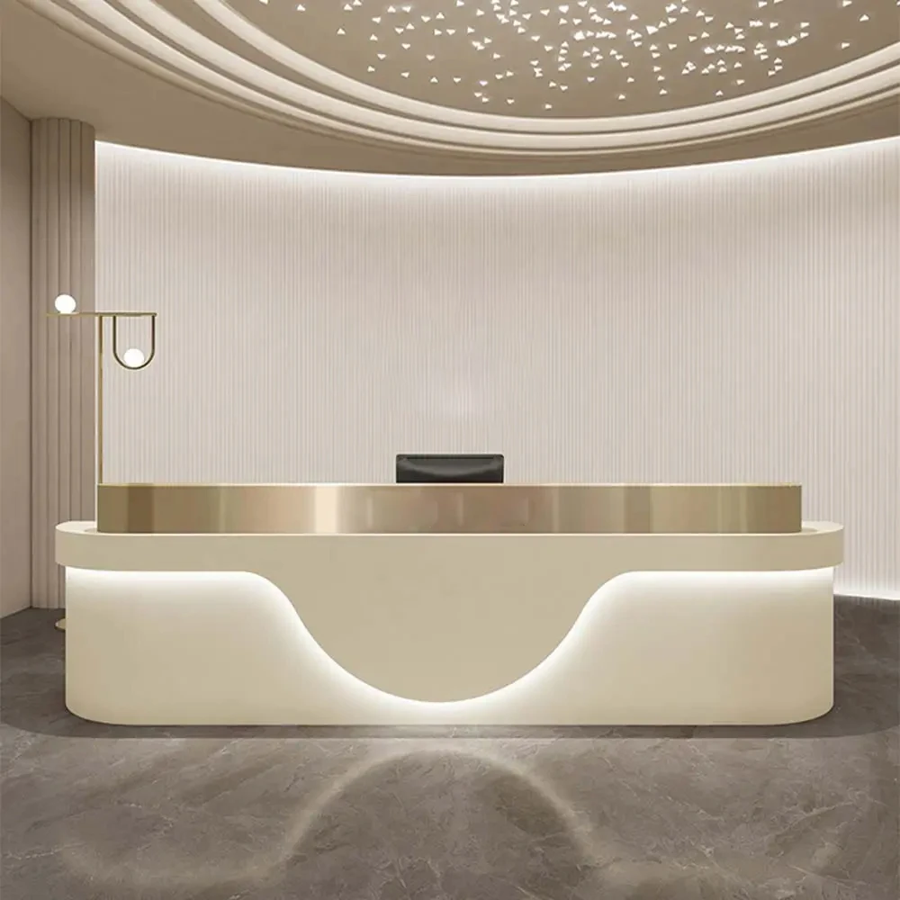 Luxury White Restaurant Reception Desk Salon Shop Cashier Simple Modern ...