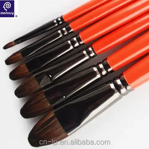 Memory Brand Wooden Long Handle Bristle Hair Paint Brush Set Oil Painting Brushes Hobby Kit