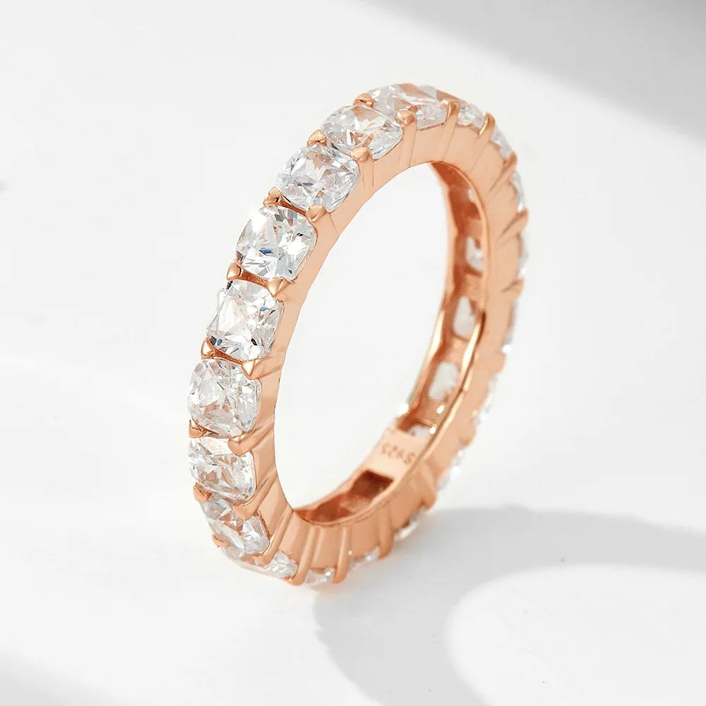 925 Sterling Silver Lab Diamond Wedding Ring Combination Ring 10*10 Ice Flower Cut Simulation Diamond