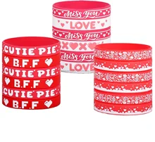 Custom Valentine Silicone Rubber Wristbands Events Bracelet Sports Printed Silicone Wristband for Promotion Valentines Day Gifts