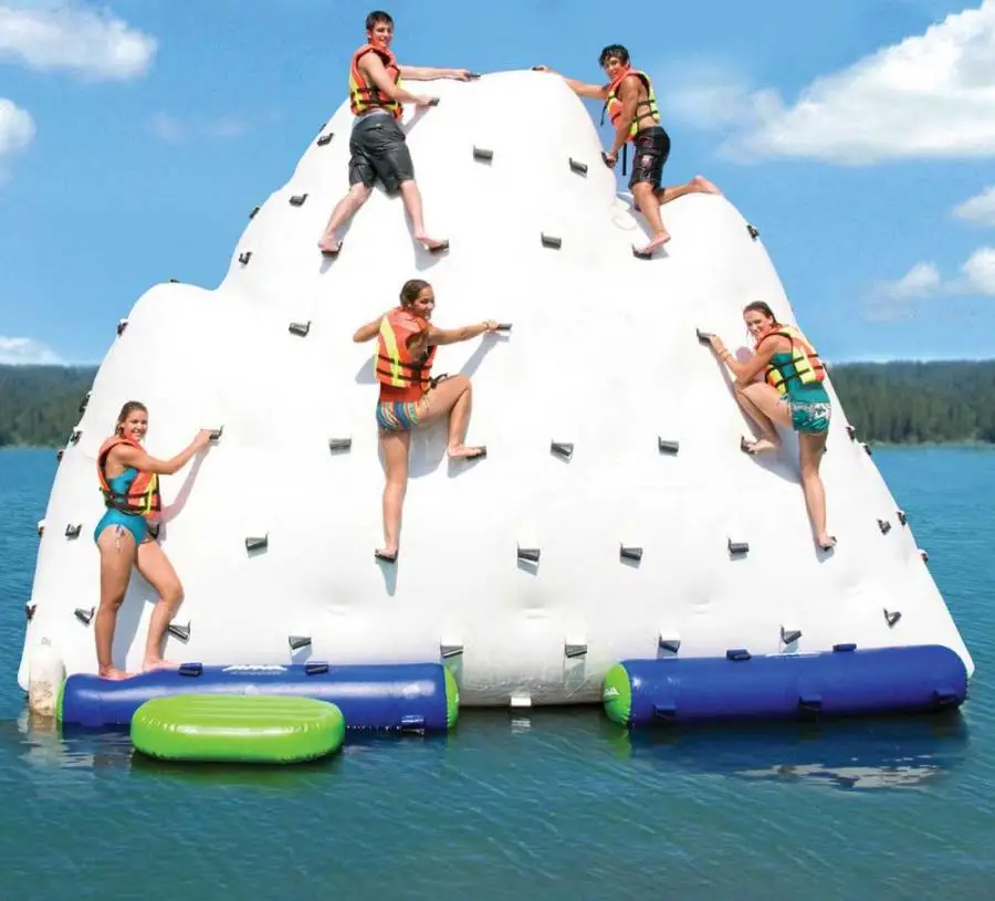 Popular PVC Inflatable Iceberg Floating Rock Climbing Mountain Durable Lake Inflatable Water Iceberg Slide for Kids and Adult