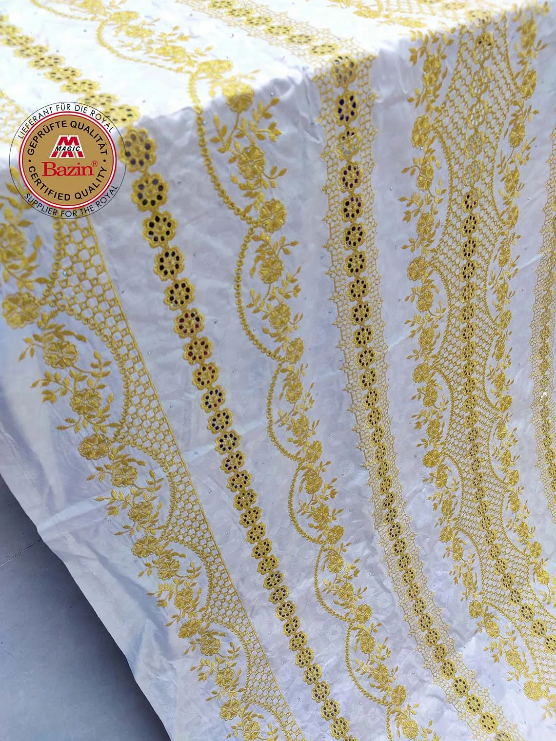 Royal Blue African Brocade Bazin Riche With Stones 5 Yards Nigerian ...