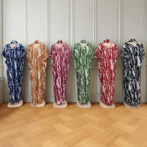 New Wholesale Fashion Summer African Plus Size Muslim Robe Women Printed V-Neck Dress