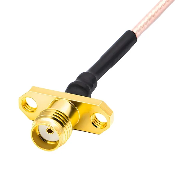 MMCX curved male straight revolution flange 2-hole SMA-KF2 RF adapter jumper with thread RG178 coaxial line