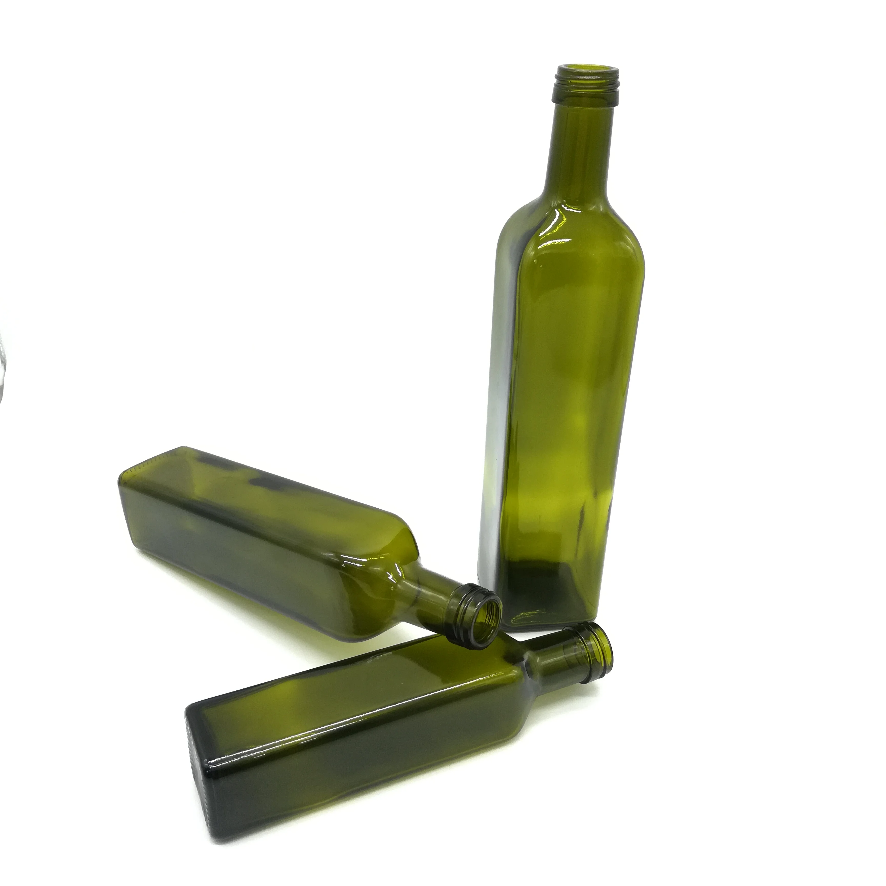 100ml 250ml 500ml 750ml clear Green square Olive Oil Glass Bottle with Plastic Cap or Aluminium Cap