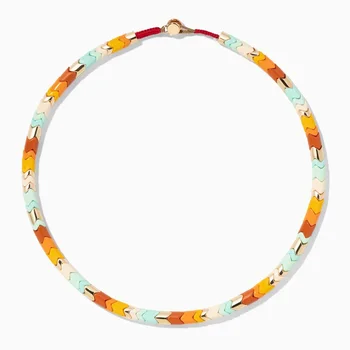 Summer Sea Beach Style Enamel Rainbow Handmade Beaded Brass Necklace Bohemian Custom Necklace Enamel Tile Beads Necklace For Men
