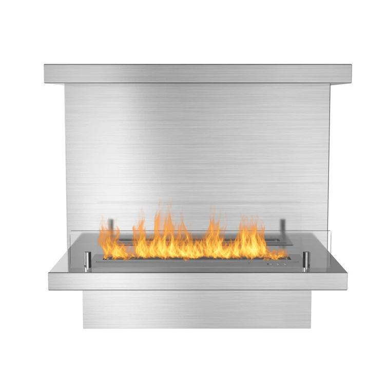 Customized Modern Design 1200mm C-Type Ethanol Fireplace Smart Remote Control Three Sides Opening Insert for Hotels Made Steel