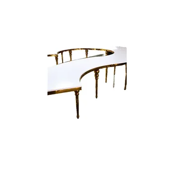 Modern White Tempered Glass Dining Table Set with Luxury Stainless Steel Gold Legs Serpentine S Shape for Wedding Events