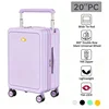 purple-53l wide pull rod front open lid luggage case