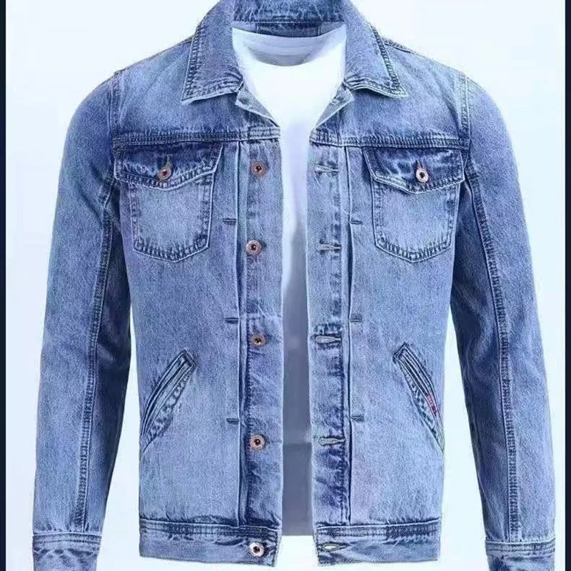 Spring And Fall Retro Denim Men's Fashion Brand Handsome Cargo Jacket Korean Version Slim Casual Wear Clothes_voghion.com