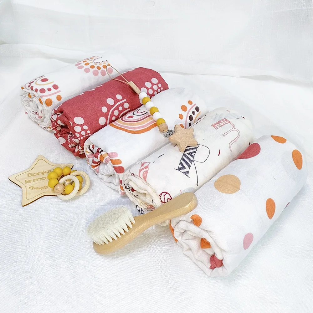 Новый дизайн на заказ 70% бамбук 30% хлопок детская пеленка для получения одеяло детское муслиновое одеяльце