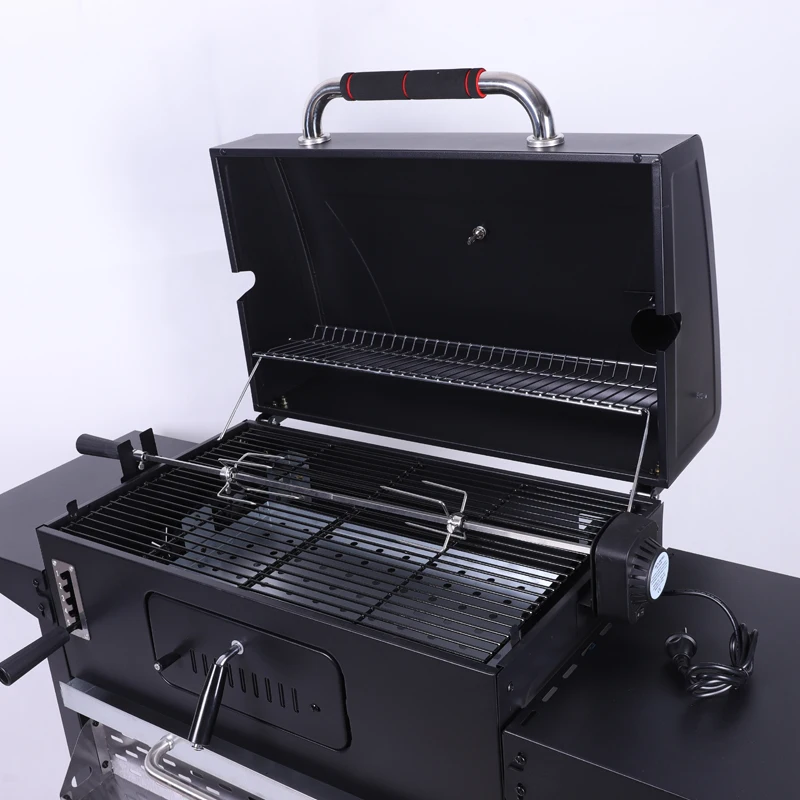 product new arrival garden outdoor trolley barbecue barbeque bbq smoker grill charcoal grill with storage cabinet and shelves-3