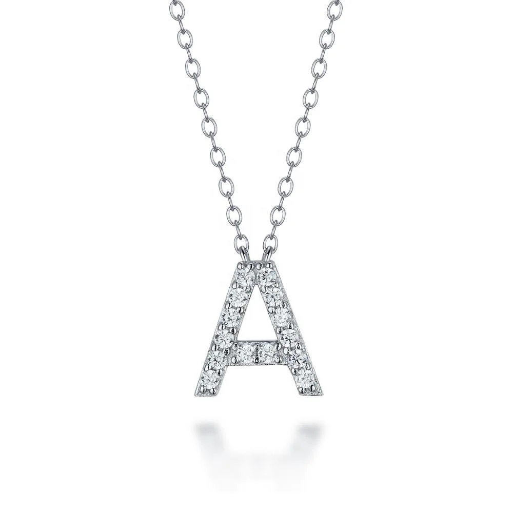 Silver Initial Letter Pendant Necklace 