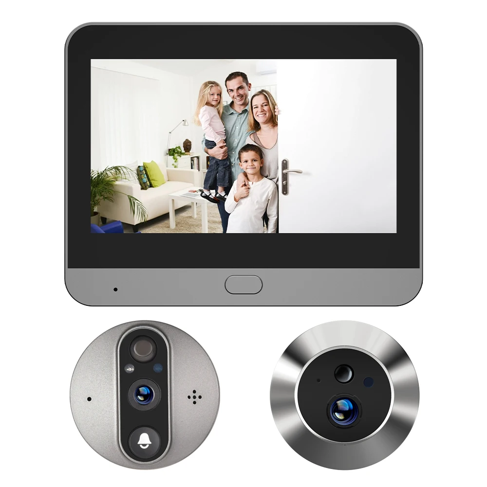 3MP Smart Life Tuya APP WiFi Door Bell Eye Mini Peephole Doorbell Camera Battery PIR IR Alexa Google Digital Viewer with Monitor