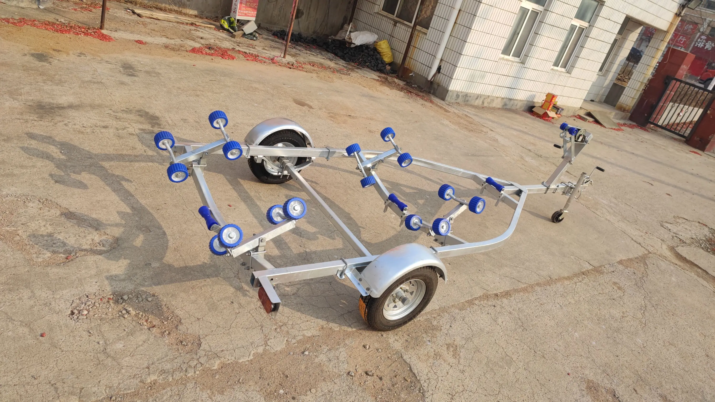 4.5 M Wobbly Rollers Galvanized Boat Trailer Loading 770 Kg - Buy ...